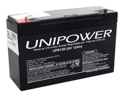 Bateria Selada 6v 12ah Unipower Up6120 Bandeirantes Biemme