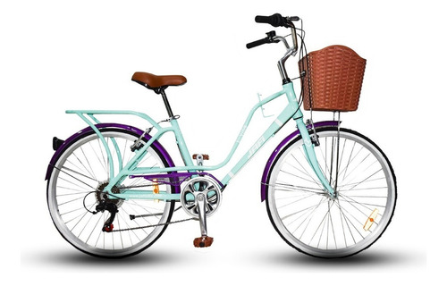 Bicicleta Jafi Vintage Lady Loving De Paseo Mujer Aro 24 6v Color Verde