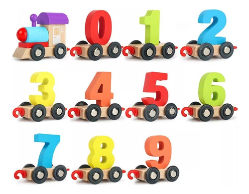 Juego Didactico De Madera Tren Numeros Metodo Montessori