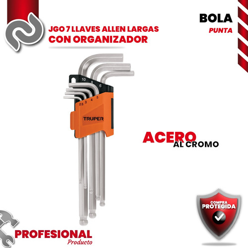 Juego De Llaves Allen Mm Largas 7 Piezas Truper 15548