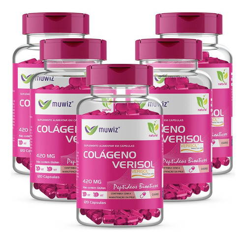 Colágeno Verisol 420 Mg 120 Cápsulas Muwiz 5 Potes