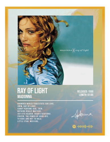 Poster Madonna Ray Of Light Album Music Firma 120x80