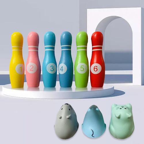 Juego De Bolos De Madera, Juguetes Educativos Para Edades