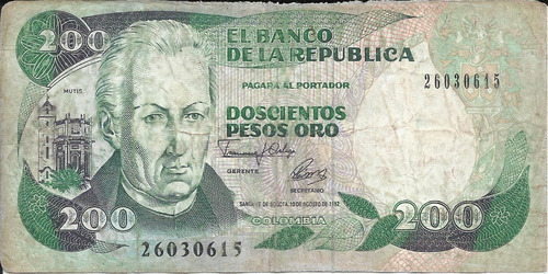 Colombia 200 Pesos 1 Agosto 1992