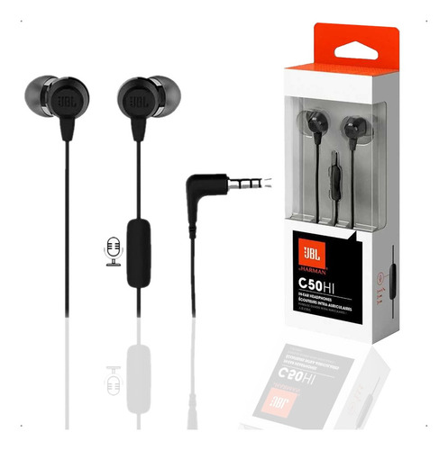 Fone De Ouvido In-ear C50hi Com Microfone P2 Preto Jbl Cor da luz n/a