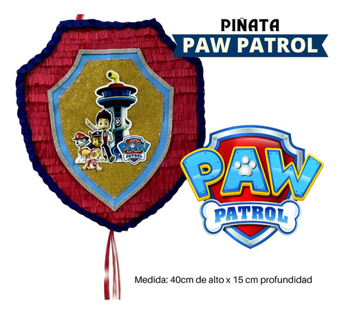 Piñata Mexicana Cumple Paw Patrol Escudo - Marvez