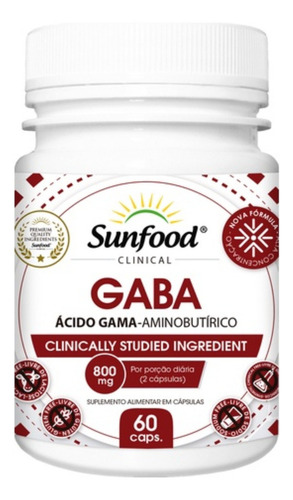 Kit 2 Un - Gaba Acido Gama Sunfood Sabor Sem Sabor