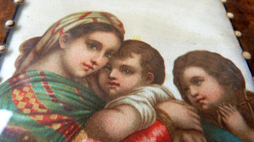 Monijor62-antigua Coleccion Cuadro Religioso Estampado Seda (Usado)