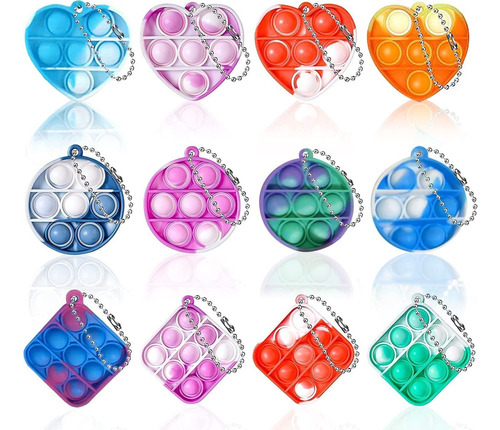 12 Piezas Mini Pop Fidget Llavero Granel  Fidget Stress...