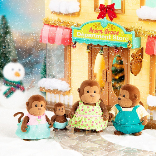 Imagen 3 de 5 de Lil Woodzeez Familia De Monos 4 Figuras Animales Personajes