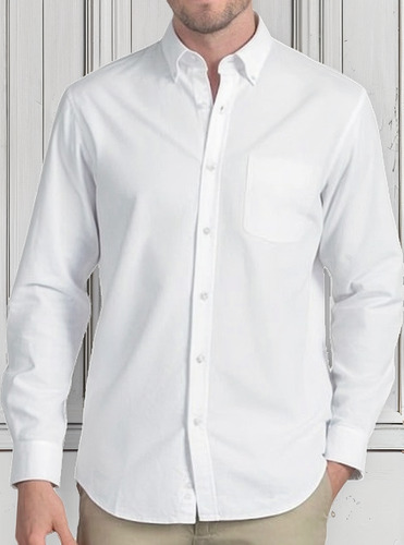 Camisa Para Hombre Manga Larga Oxford Casual Unicolor