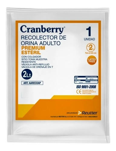 Recolector Orina Adulto Premium Esteril 2lt Cranberry