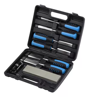 9 Pcs Wood Chisel Set With Carry Case Honing Guide Whetstone