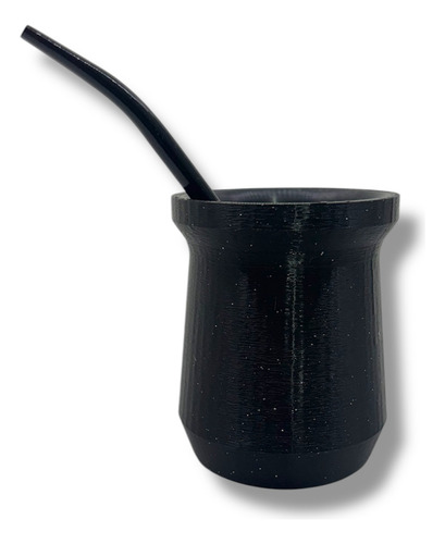 Mate 3d + Bombilla Faceteado Liso Colores Color Negro Glitter