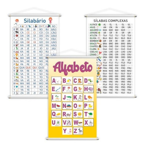 Alfabeto + Silabário + Complexo Kit 3 Banners 80x50cm