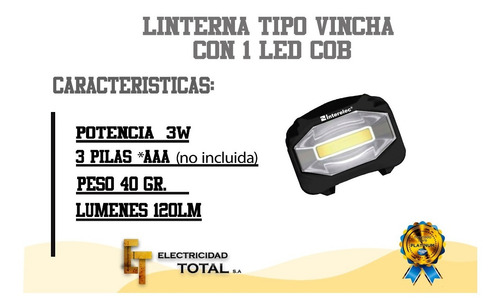 Imagen 4 de 10 de Linterna Vincha Minero Para Cabeza 3w 3 Modos De Iluminación