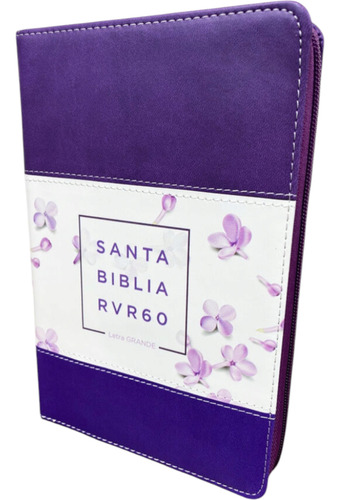 Biblia Rvr60 Imitación Piel Lila 12 Puntos Abba Lila Flores