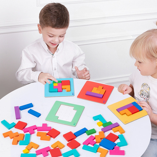 Juego De Mesa Infantil Bloques De Colores Puzzles