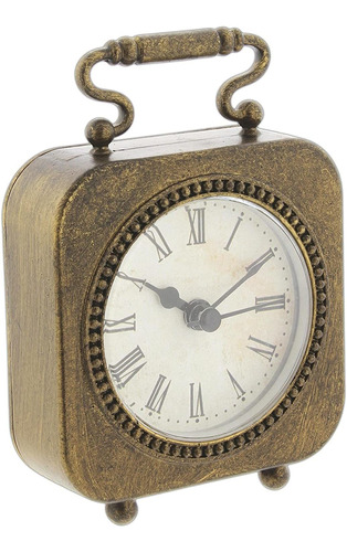 Mini Reloj De Mesa De Metal De Bronce Antiguo Estilo An...