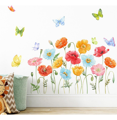 / 2 Piezas Flores Mariposas Calcomanías De Pared Pegatinas