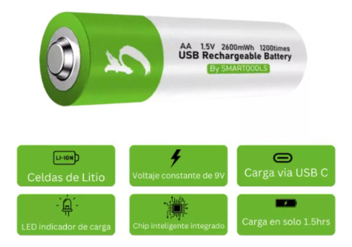 Pilas Recargables Deleex Aa 1.5v Usb Aa Cilíndrica