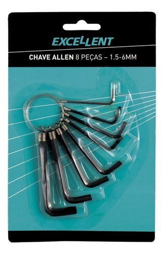 Chave Allen Jogo Excellent 1,5 A 6mm Com 8 Pecas - 5nr