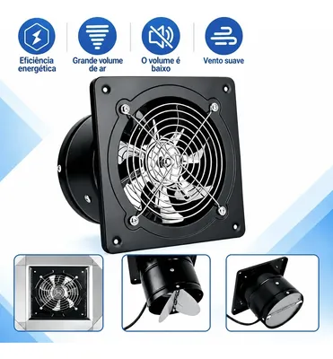 Exaustor Axial 100mm Residencial Alta Velocidade Banheiro 220v Preto