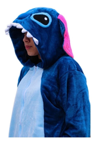 Mameluco Pijama Disfraz Stich Azul  Felpa Polar Talla Chica