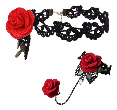 Prettie Gargantilla Collar Pulsera Conjunto Para Mujer Flor 