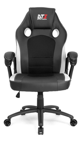 Cadeira de escritório DT3sports GT gamer ergonômica  preta e branca com estofado de couro sintético y tecido