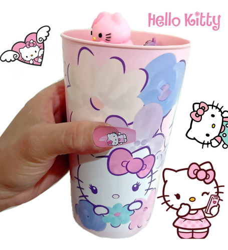 Paquete De Maquillaje Hello Kitty Vaso Con Cosméticos Mujer
