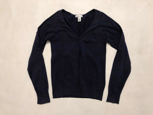 Sweater Pullover Mng Mango Basics Escote V Azul Oscuro