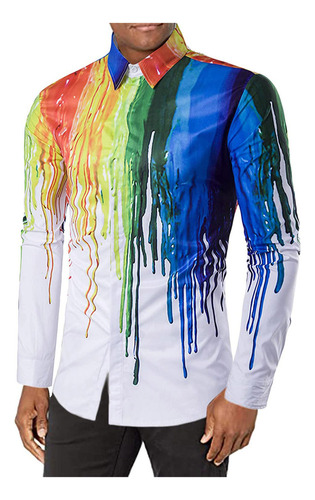 Camisetas Tie-dye Para Hombre, Coloridas Camisas De Vestir F