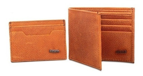 Cartera Hombre Tarjetero Caballero Billetera Piel Yayas Color Cafe claro