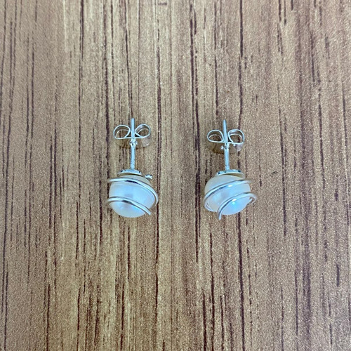 Imagen 6 de 10 de Aretes Broqueles De Perla Natural Y Plata 925 Mujer Agálea