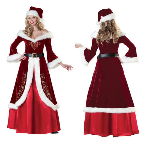 Disfraz Navideño De Talla Grande Vestido Largo De Navidad