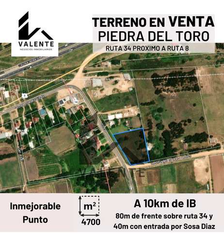 Terreno De 4600 M2 Sobre R34 En Piedra Del Toro (próximo A Empalme Olmos). A 10 Km De Interbalnearia. 