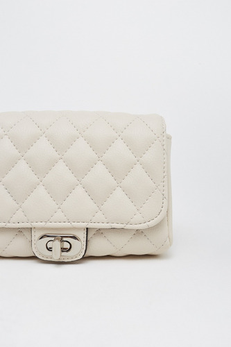 Bolso Bandolera Color Beige Acolchonada