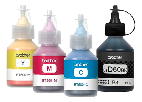 Kit Botellas De Tinta Brother Originales Bt5001 Y Btd60bk