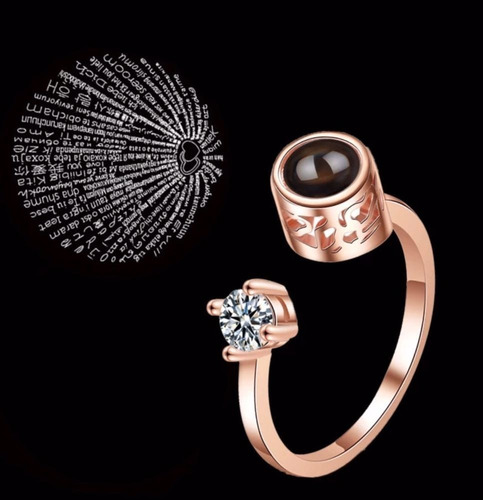 Imagen 6 de 6 de Anillo Proyecta Te Amo En 100 Idiomas Color Oro Y Plata