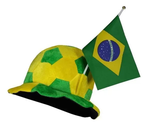 Kit Torcedor Do Brasil Copa Do Mundo Chapéu E Bandeira