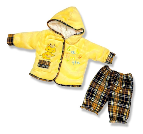 Conjunto 2p Chamarra Con Gorro Y Pantalón Aborregado Bebés 