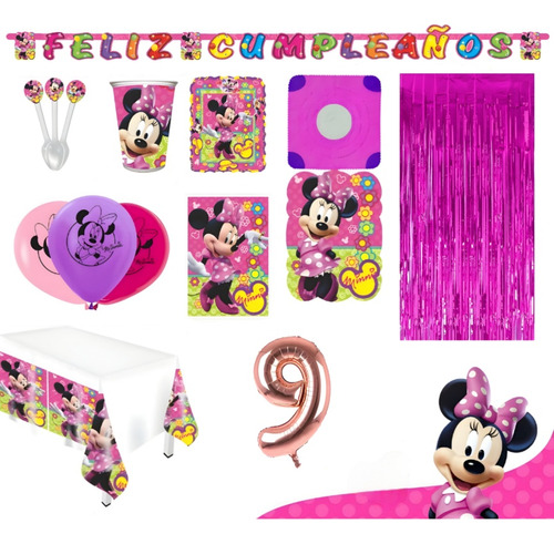 Kit Infantil Decoración Fiesta - Minnie Mouse X20 Invitados 