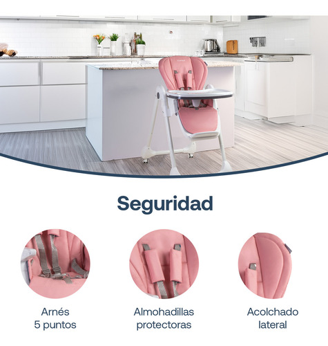 Periquera Easyfeed Arnés 5 Puntos Bandeja Ajustable Color Rosa Bebesit
