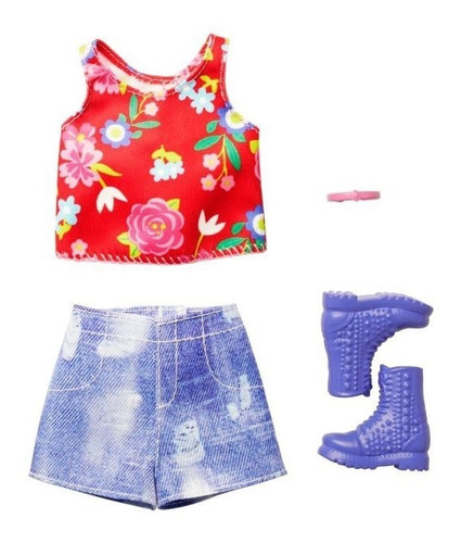 Barbie Moda Ropa Y Accesorios Blusa Falda Pulsera Y Botas