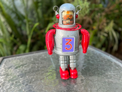 Robot Antiguo De Hojalata De Cuerda, Falta Llave (Usado)