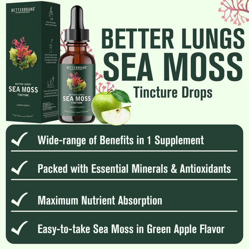 Suplemento Betterbrand Betterlungs Sea Moss Tincture Drops