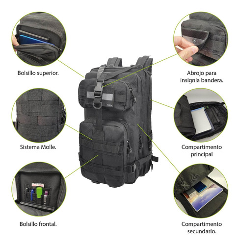 Imagen 7 de 10 de Mochila Kossok Bigbro Moto Táctica Ideal Viajes Reforzada