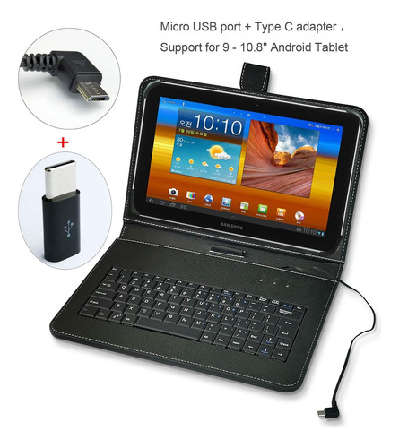 Funda Lisa Con Teclado Para Tablet Galaxy/lenovo
