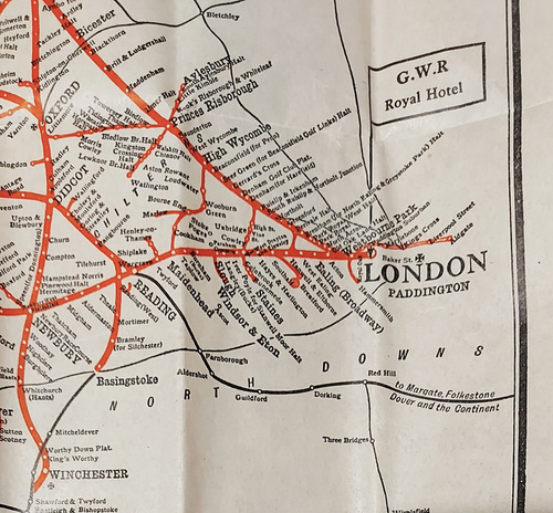 Antiguo Mapa G.w.r. De Ferrocarriles Ingleses. 1930. (Usado)